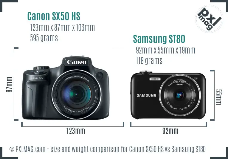 Canon SX50 HS vs Samsung ST80 size comparison Canon SX50 HS vs Samsung ST80 size comparison