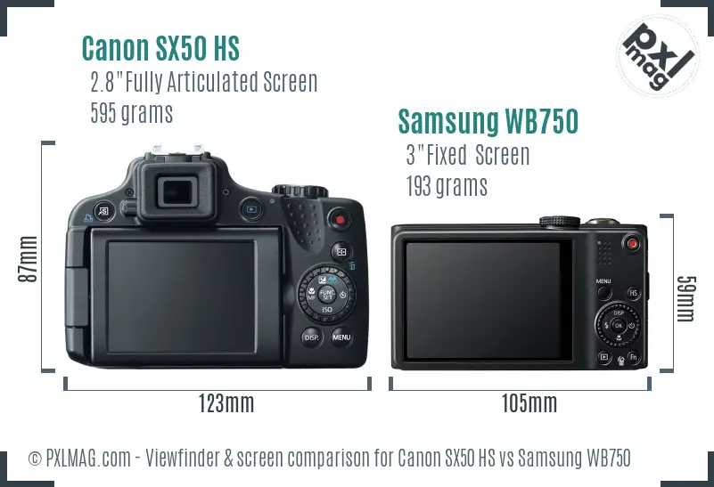 Canon SX50 HS vs Samsung WB750 Screen and Viewfinder comparison Canon SX50 HS vs Samsung WB750 Screen and Viewfinder comparison