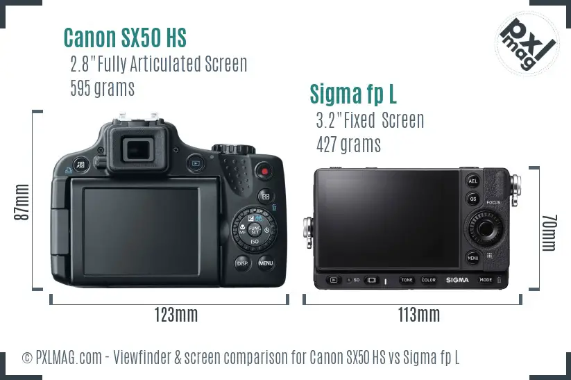 Canon SX50 HS vs Sigma fp L Screen and Viewfinder comparison