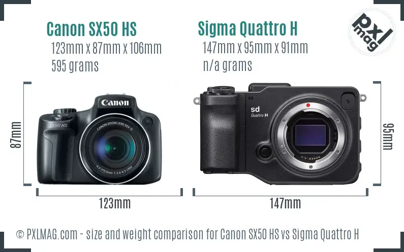 Canon SX50 HS vs Sigma Quattro H size comparison Canon SX50 HS vs Sigma Quattro H size comparison