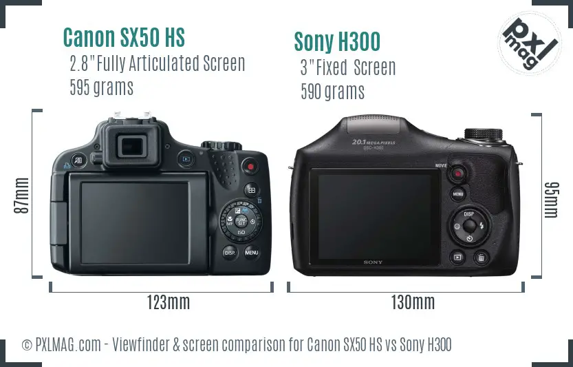 Canon SX50 HS vs Sony H300 Screen and Viewfinder comparison Canon SX50 HS vs Sony H300 Screen and Viewfinder comparison