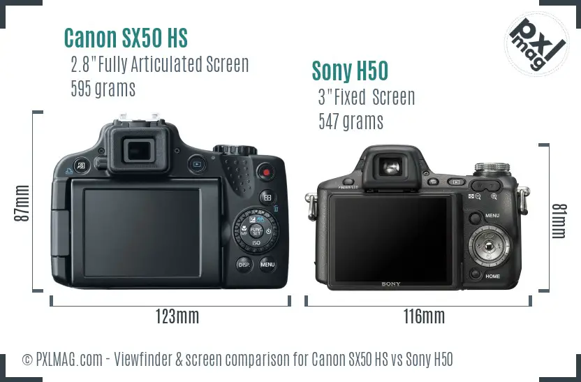 Canon SX50 HS vs Sony H50 Screen and Viewfinder comparison Canon SX50 HS vs Sony H50 Screen and Viewfinder comparison