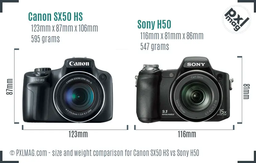 Canon SX50 HS vs Sony H50 size comparison Canon SX50 HS vs Sony H50 size comparison