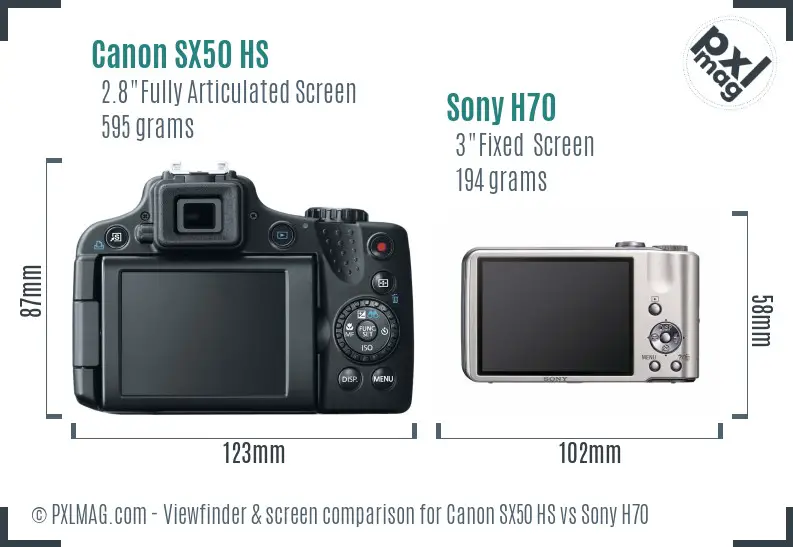 Canon SX50 HS vs Sony H70 Screen and Viewfinder comparison Canon SX50 HS vs Sony H70 Screen and Viewfinder comparison