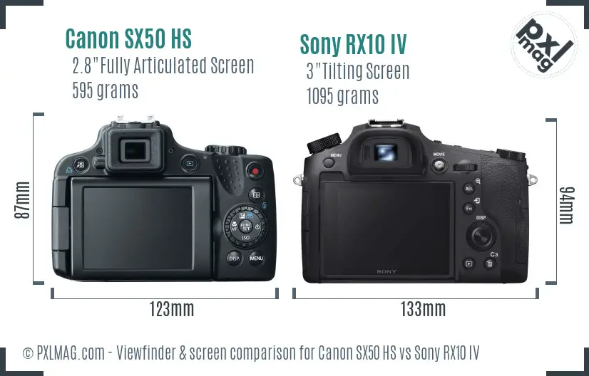 Canon SX50 HS vs Sony RX10 IV Screen and Viewfinder comparison Canon SX50 HS vs Sony RX10 IV Screen and Viewfinder comparison