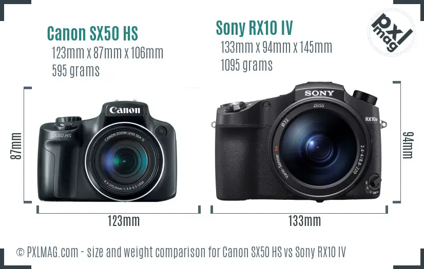 Canon SX50 HS vs Sony RX10 IV size comparison Canon SX50 HS vs Sony RX10 IV size comparison