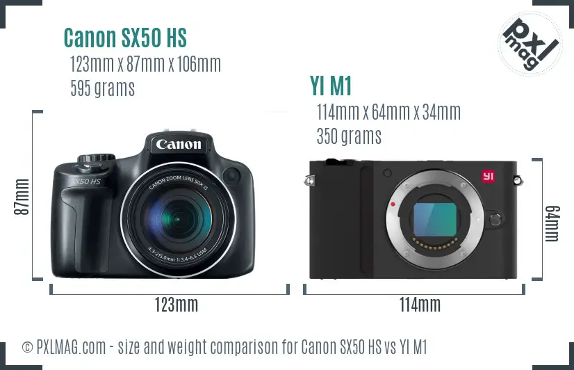 Canon SX50 HS vs YI M1 size comparison Canon SX50 HS vs YI M1 size comparison