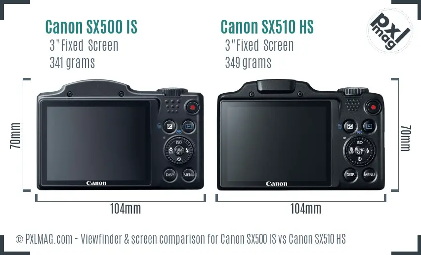 Canon SX500 IS vs Canon SX510 HS Screen and Viewfinder comparison