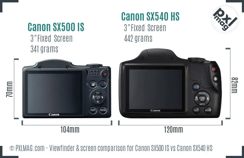Canon SX500 IS vs Canon SX540 HS Screen and Viewfinder comparison