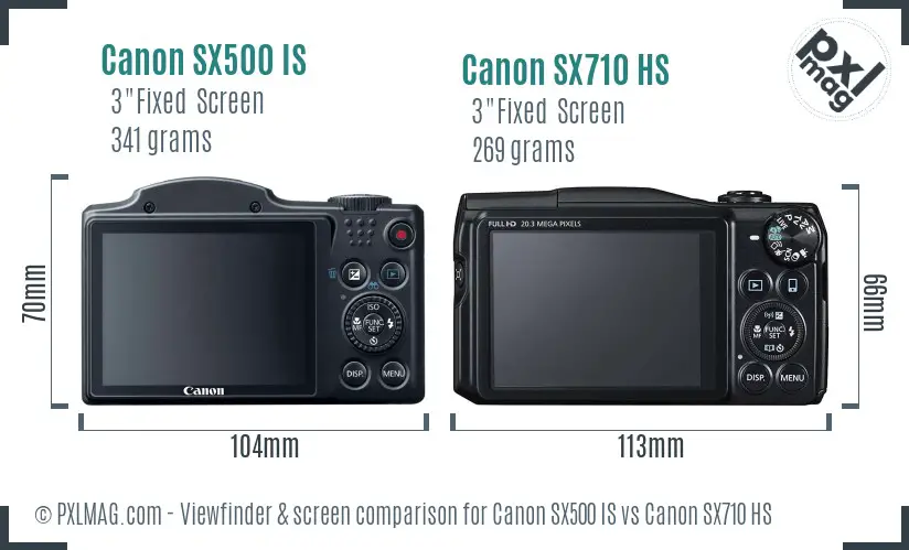 Canon SX500 IS vs Canon SX710 HS Screen and Viewfinder comparison