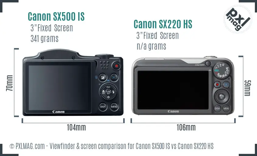 Canon SX500 IS vs Canon SX220 HS Screen and Viewfinder comparison