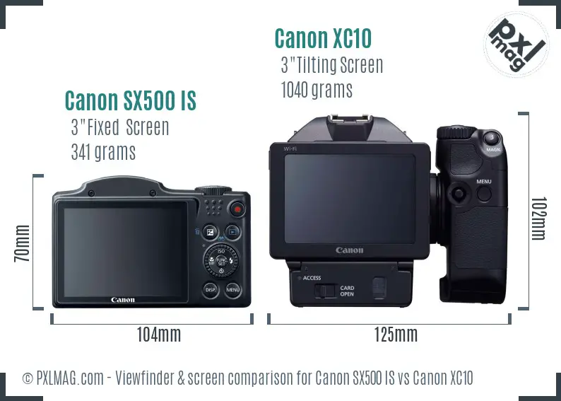 Canon SX500 IS vs Canon XC10 Screen and Viewfinder comparison