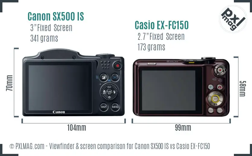 Canon SX500 IS vs Casio EX-FC150 Screen and Viewfinder comparison Canon SX500 IS vs Casio EX-FC150 Screen and Viewfinder comparison
