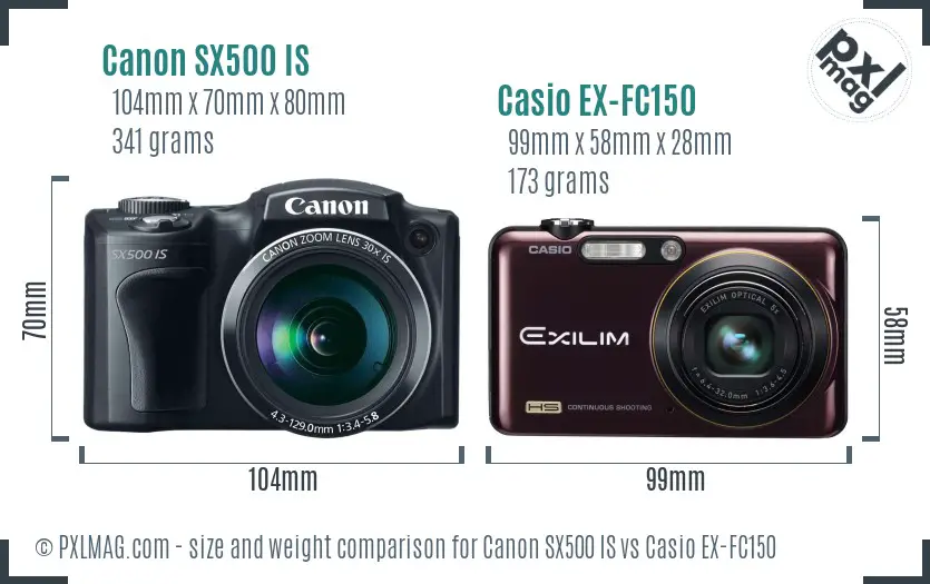 Canon SX500 IS vs Casio EX-FC150 size comparison Canon SX500 IS vs Casio EX-FC150 size comparison