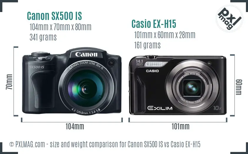Canon SX500 IS vs Casio EX-H15 size comparison Canon SX500 IS vs Casio EX-H15 size comparison