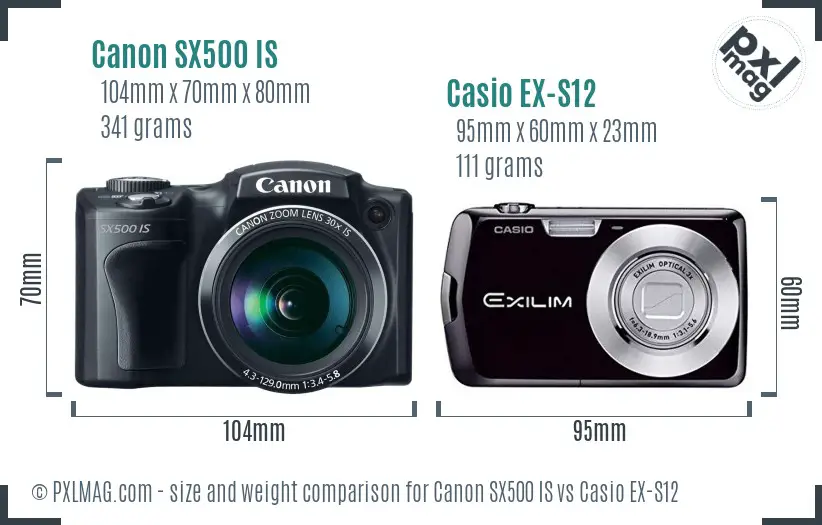 Canon SX500 IS vs Casio EX-S12 size comparison