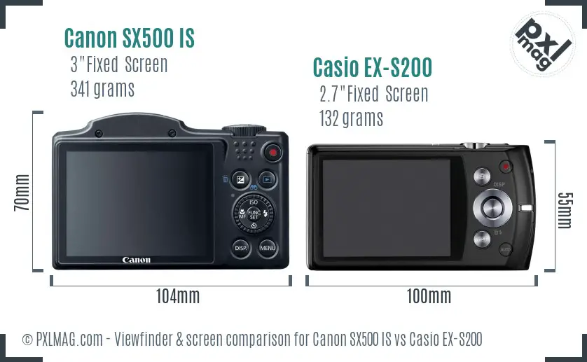 Canon SX500 IS vs Casio EX-S200 Screen and Viewfinder comparison