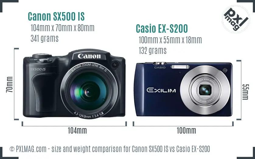 Canon SX500 IS vs Casio EX-S200 size comparison