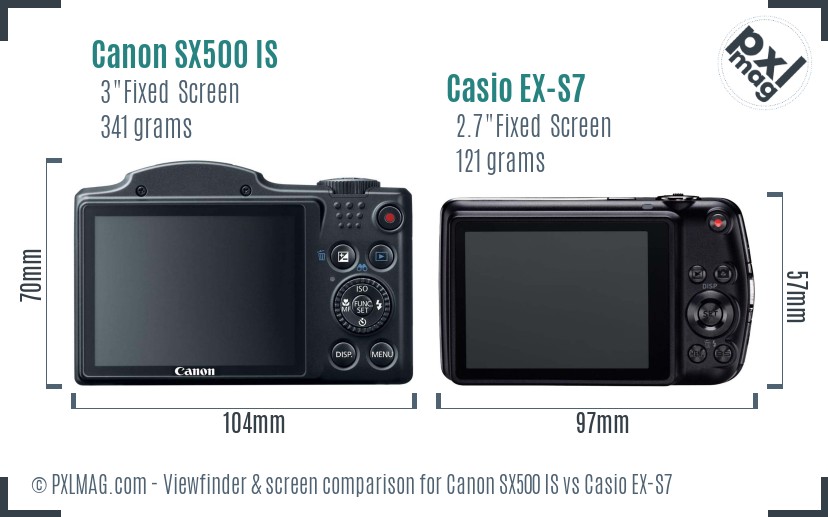 Canon SX500 IS vs Casio EX-S7 Screen and Viewfinder comparison