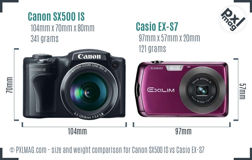 Canon SX500 IS vs Casio EX-S7 size comparison Canon SX500 IS vs Casio EX-S7 size comparison