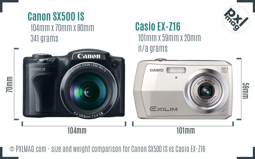 Canon SX500 IS vs Casio EX-Z16 size comparison Canon SX500 IS vs Casio EX-Z16 size comparison