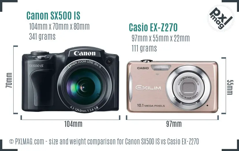 Canon SX500 IS vs Casio EX-Z270 size comparison