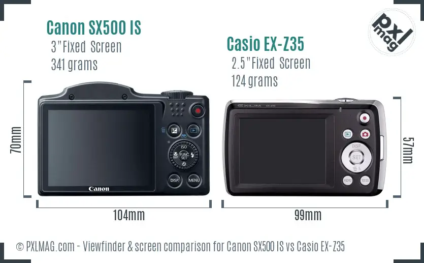 Canon SX500 IS vs Casio EX-Z35 Screen and Viewfinder comparison