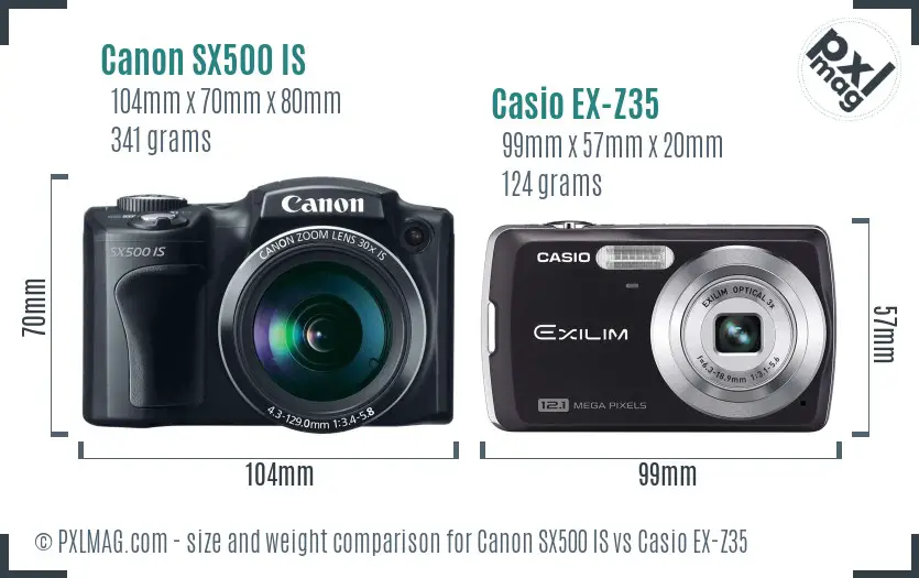 Canon SX500 IS vs Casio EX-Z35 size comparison