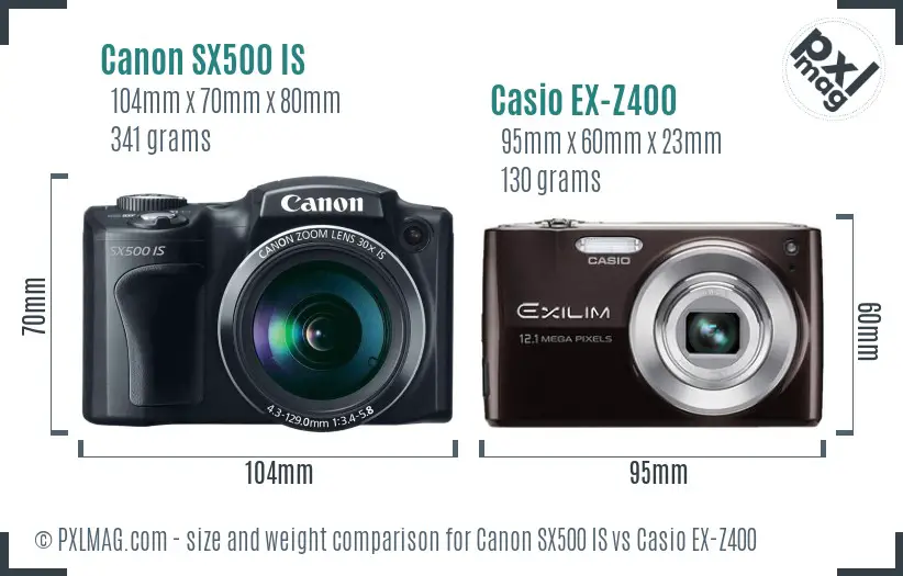 Canon SX500 IS vs Casio EX-Z400 size comparison