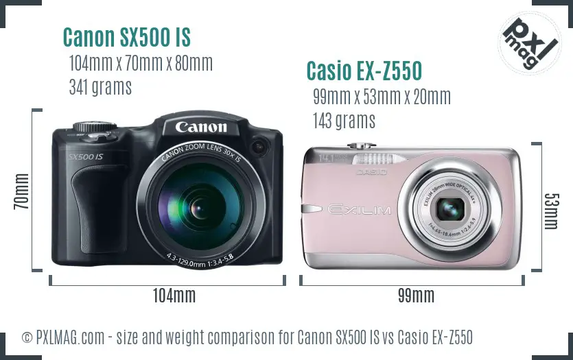 Canon SX500 IS vs Casio EX-Z550 size comparison