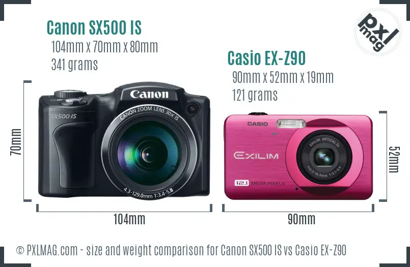 Canon SX500 IS vs Casio EX-Z90 size comparison