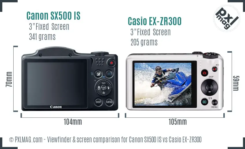 Canon SX500 IS vs Casio EX-ZR300 Screen and Viewfinder comparison Canon SX500 IS vs Casio EX-ZR300 Screen and Viewfinder comparison