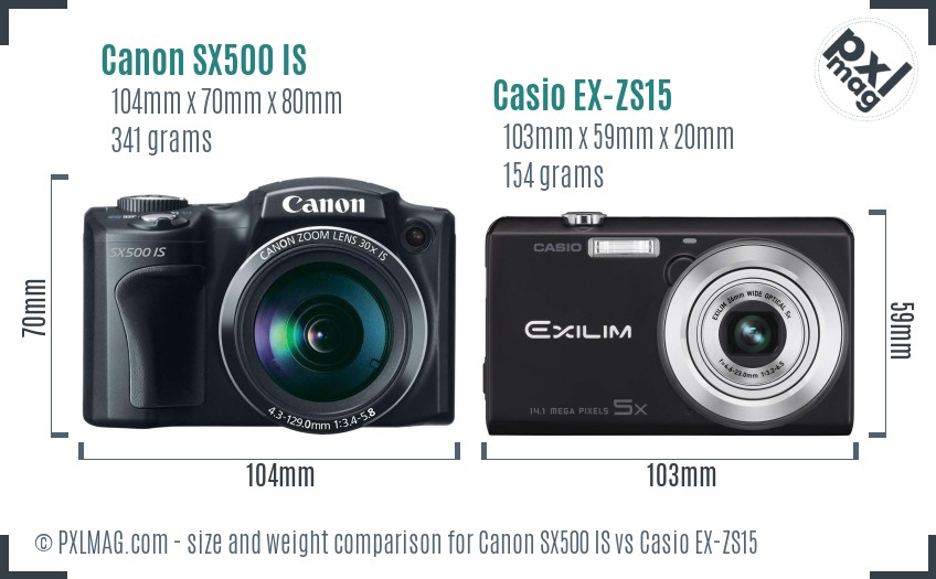 Canon SX500 IS vs Casio EX-ZS15 size comparison Canon SX500 IS vs Casio EX-ZS15 size comparison