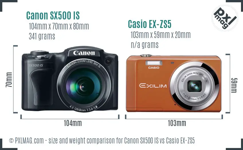 Canon SX500 IS vs Casio EX-ZS5 size comparison