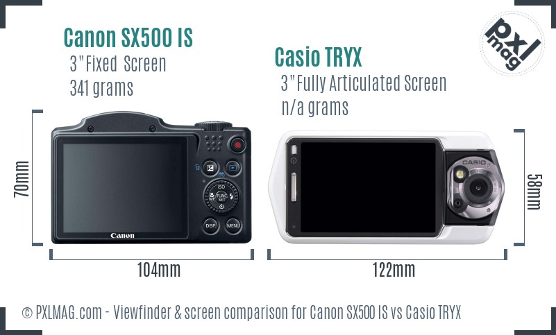 Canon SX500 IS vs Casio TRYX Screen and Viewfinder comparison