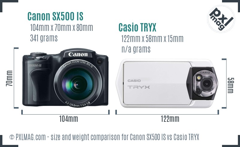 Canon SX500 IS vs Casio TRYX size comparison