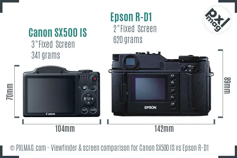 Canon SX500 IS vs Epson R-D1 Screen and Viewfinder comparison Canon SX500 IS vs Epson R-D1 Screen and Viewfinder comparison