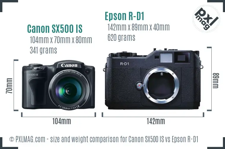 Canon SX500 IS vs Epson R-D1 size comparison Canon SX500 IS vs Epson R-D1 size comparison