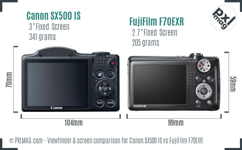 Canon SX500 IS vs FujiFilm F70EXR Screen and Viewfinder comparison Canon SX500 IS vs FujiFilm F70EXR Screen and Viewfinder comparison