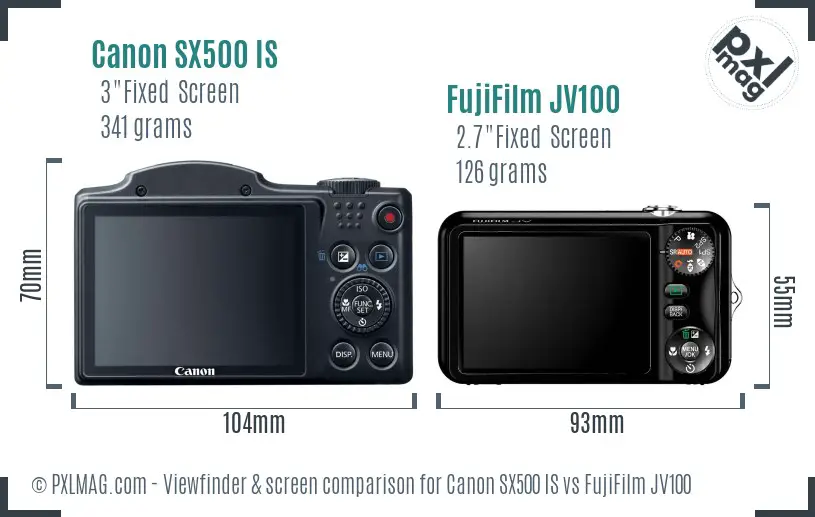 Canon SX500 IS vs FujiFilm JV100 Screen and Viewfinder comparison