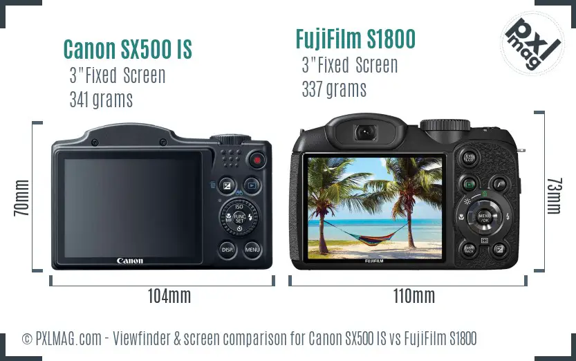 Canon SX500 IS vs FujiFilm S1800 Screen and Viewfinder comparison