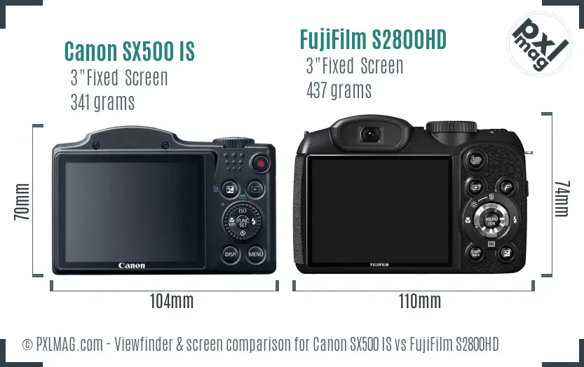 Canon SX500 IS vs FujiFilm S2800HD Screen and Viewfinder comparison Canon SX500 IS vs FujiFilm S2800HD Screen and Viewfinder comparison