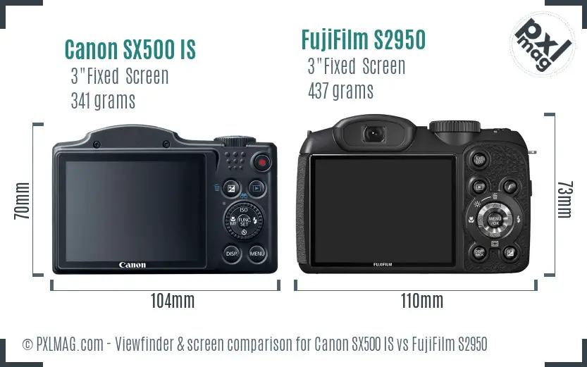 Canon SX500 IS vs FujiFilm S2950 Screen and Viewfinder comparison