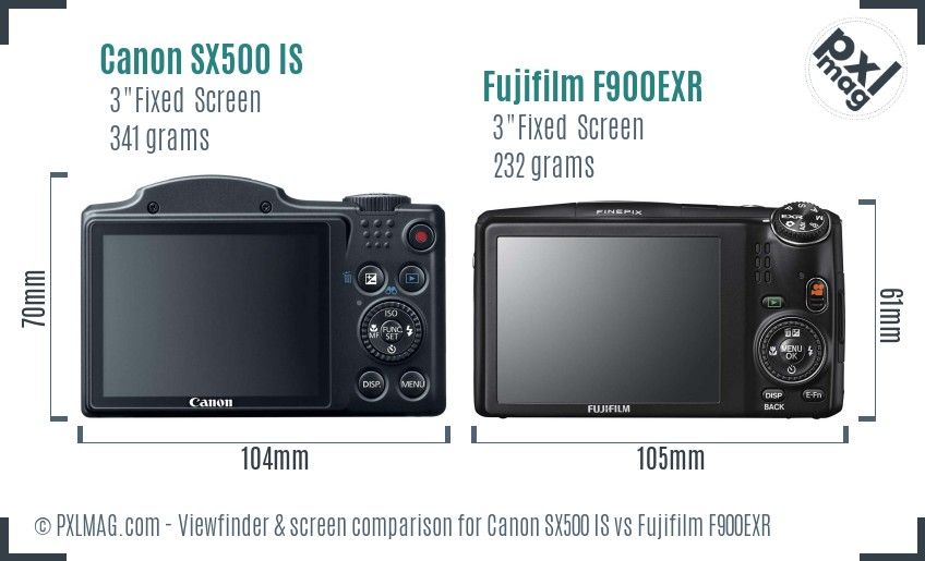 Canon SX500 IS vs Fujifilm F900EXR Screen and Viewfinder comparison