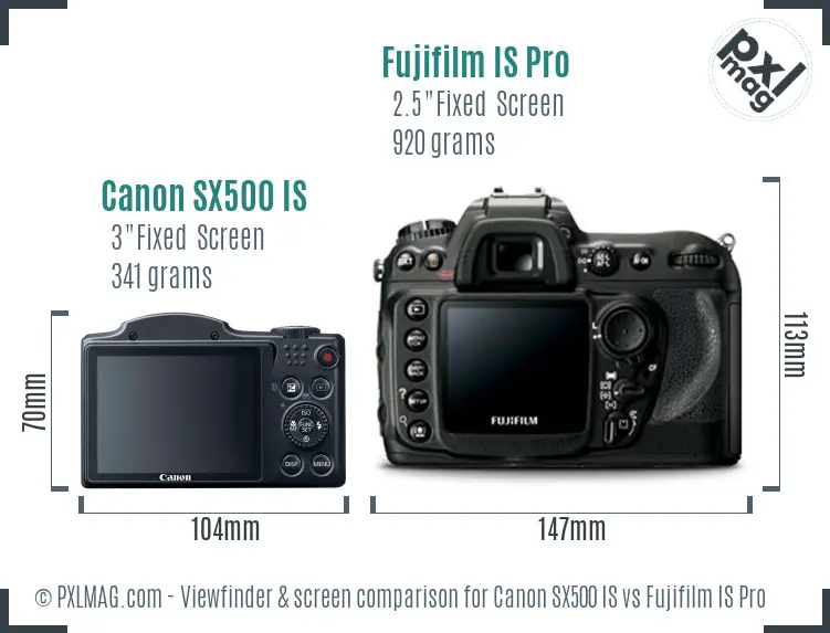 Canon SX500 IS vs Fujifilm IS Pro Screen and Viewfinder comparison Canon SX500 IS vs Fujifilm IS Pro Screen and Viewfinder comparison
