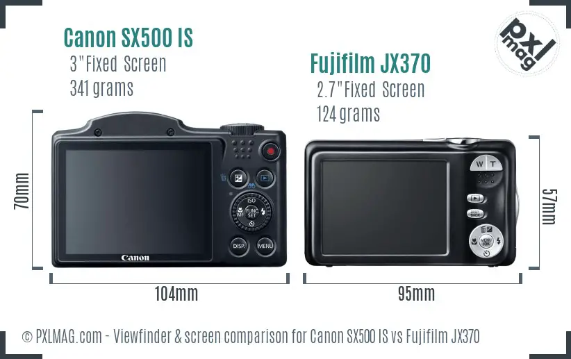 Canon SX500 IS vs Fujifilm JX370 Screen and Viewfinder comparison