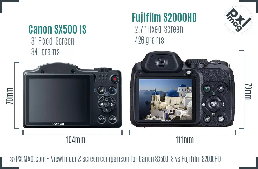 Canon SX500 IS vs Fujifilm S2000HD Screen and Viewfinder comparison Canon SX500 IS vs Fujifilm S2000HD Screen and Viewfinder comparison