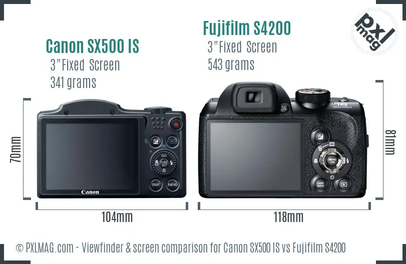 Canon SX500 IS vs Fujifilm S4200 Screen and Viewfinder comparison