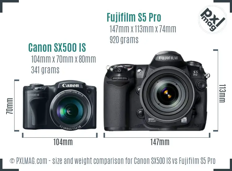 Canon SX500 IS vs Fujifilm S5 Pro size comparison Canon SX500 IS vs Fujifilm S5 Pro size comparison