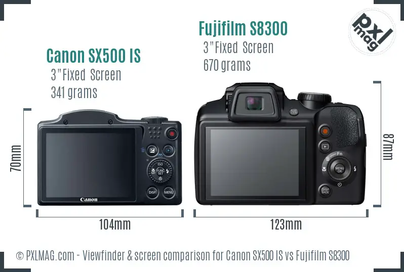 Canon SX500 IS vs Fujifilm S8300 Screen and Viewfinder comparison